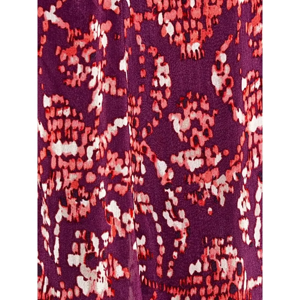 Coldwater Creek Skirt 14 Purple Floral Border Print Midi A Line Lined NWT Career